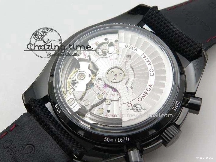 0817 DailyWear Speedmaster Professional Chronometer PVD Black Dial On Black Leather Strap A 8259
